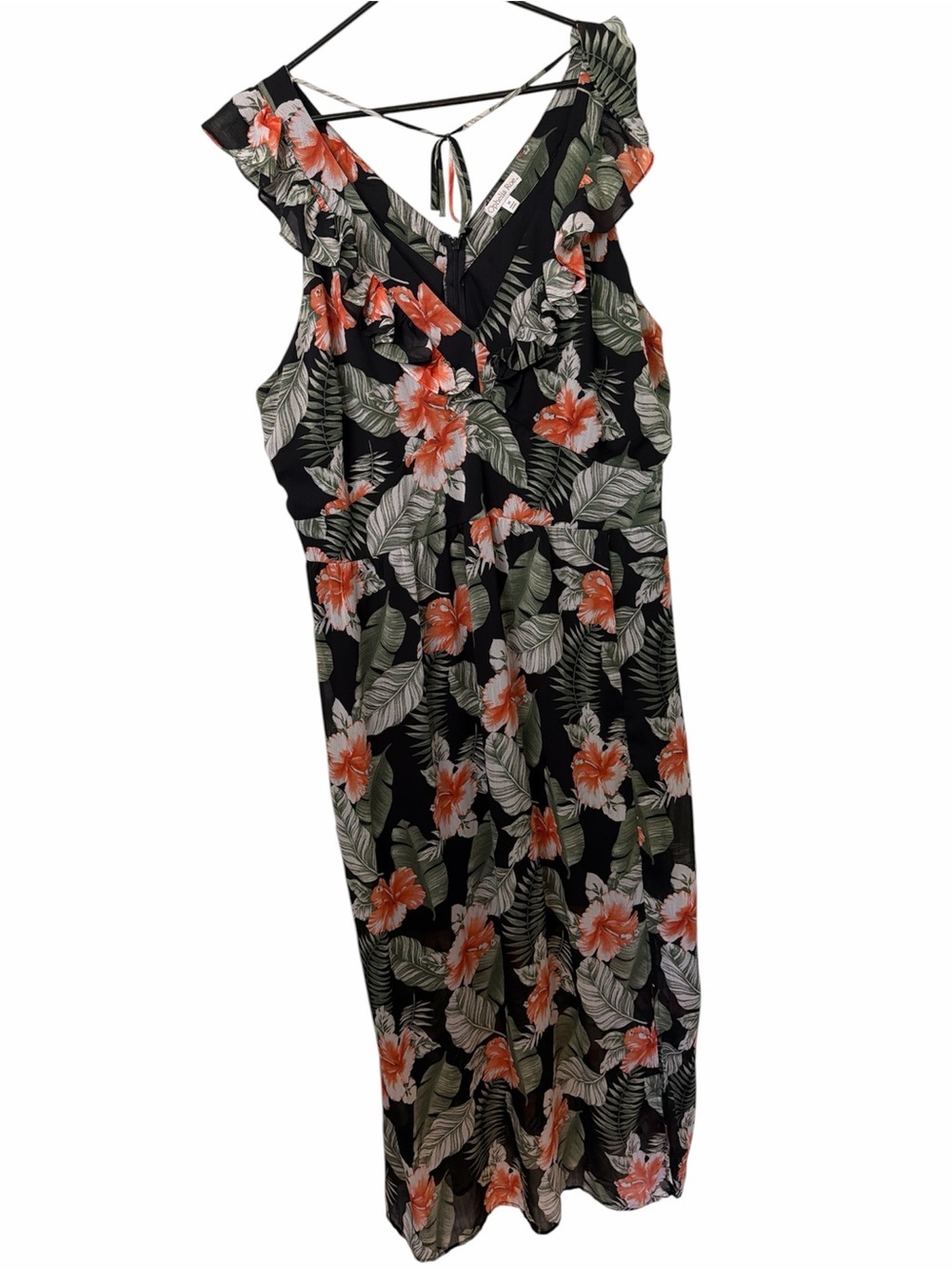 NWOT Ophelia Roe Floral V-Neck Flutter Sleeveless Maxi Dress